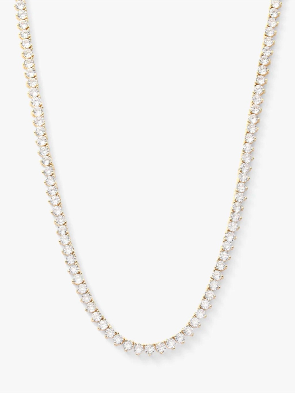 Melinda Maria Not Your Basic Tennis Necklace 18” Gold White Diamondettes